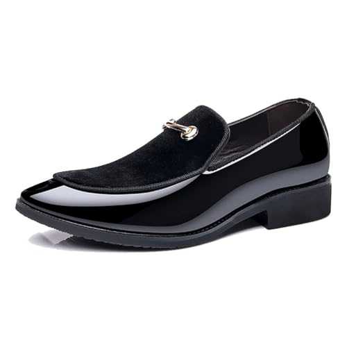 EsaSam Men's Patent Leather Loafers Pointed Toe Classic Formal Tuxedo Shoes Business Wedding Dress Oxfords Fashion Casual Slip-On for Men