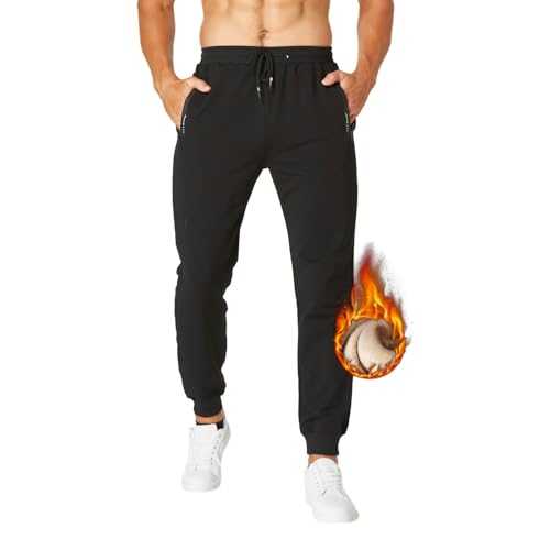 ZOXOZ Mens Fleece Sherpa Lined Joggers Winter Warm Thermal Trousers Tracksuit Bottoms Men with Pockets