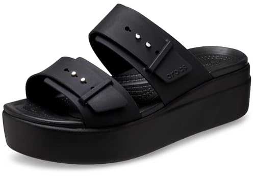 Women's Brooklyn Buckle Low Wedge Sandals, Black, 6 UK