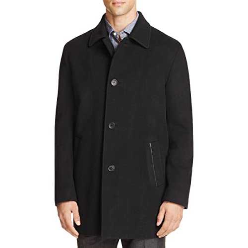 Cole Haan Men's Cashmere Blend Single Breasted Classic Coat with Shirt Collar