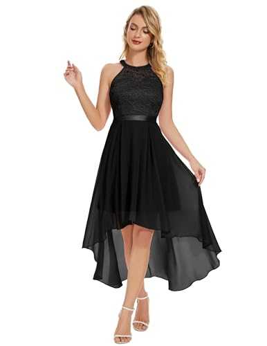 WedTrend Womens Cocktail Dress High Low Bridesmaid Dress Halter Neck Prom Dress Swing Wedding Guest Dress