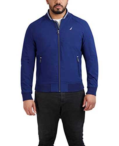 Nautica Men's Bomber Jacket – Windbreaker, Water-Resistant, Waterproof, Golf, Hiking, Boating, Casual Wear, Night Blue, 5X