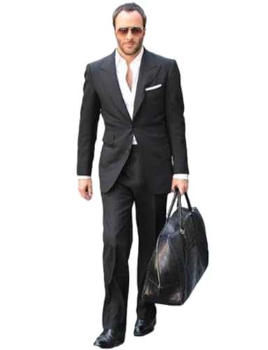 Pkrboro Men's Two-Piece Uniform Suit Jacket and Pants Set Single Breasted Button Peak Lapel Wedding Tuxedos