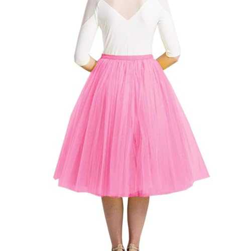Topgrowth Accessorio Women's Tulle Skirt High Waist Tulle Skirts for Women Knee Length Long Adult Vintage Petticoat Tutu Layered Mesh Ballet Prom Party Tulle Tutu A-line Midi Skirt