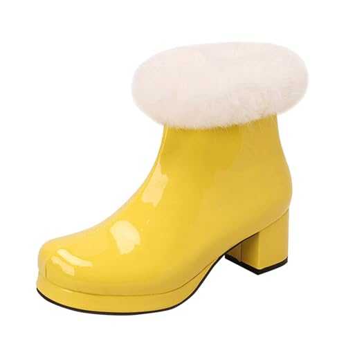 Dress Boots Women Small Calf Women Ankle Boots Autumn And Winter Fashion Simple Solid Wool Comfortable Round Toe Square Heel Side Zipper Women Cowboy Booties