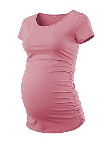 Liu & Qu Women's Maternity Classic Side Ruched T-Shirt Tops Mama Pregnancy Clothes