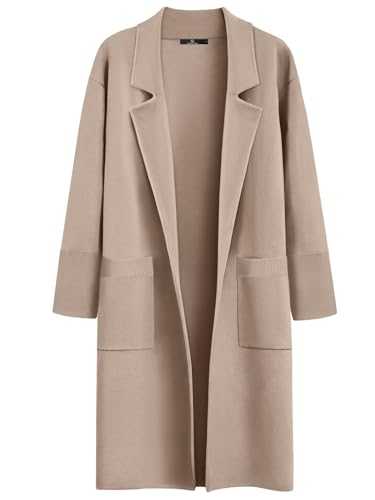 LILLUSORY Women's Long Dressy Cardigan Coatigan - Grey - Adult - Female - Cocoon Silhouette - Solid - Knit Fabric - Long Sleeve - Loose Fit - Unlined - Not Water Resistant