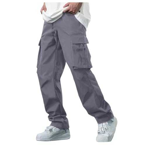 TOPJIAO Cargo Tracksuit Bottoms Men Mens Trousers Combat Ripstop Trousers with Multi-Pockets Mens Trousers Elasticated Waist Military Trousers Work Utility & Safety Trousers Mens Summer Trousers