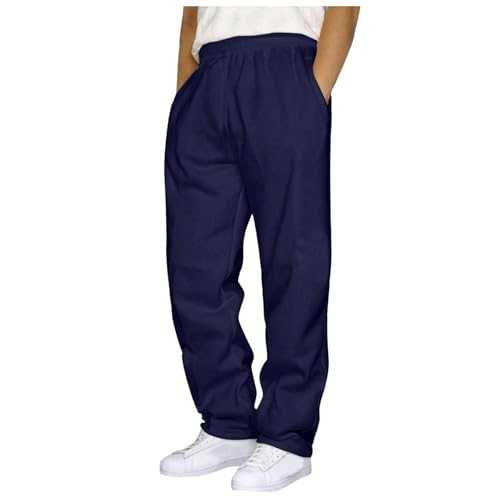 Casual Trousers for Men UK Large Size Straight Leg Pants Jogging Bottoms with Pockets Solid Color Joggers Tracksuit Bottoms Elastic Waistband High Waisted Tracksuit Trousers