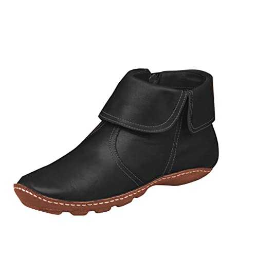 CEWIFO Ankle Boots for Women UK Low Heel Lightweight Orthopedic Boots for Women Ladies Black Suede Ankle Boots Lace Up Ankle Boots Womens Suede Ankle Boots for Women Platform