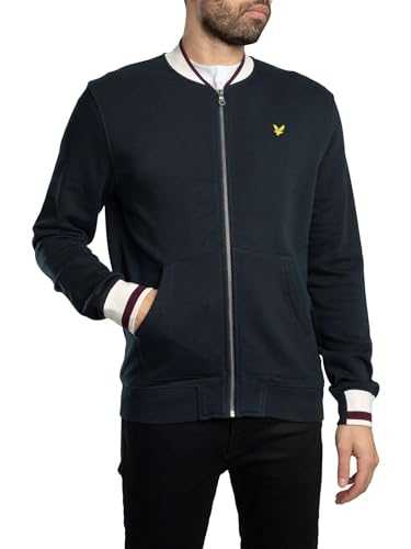 Lyle & Scott Men's Half Tipped Jersey Bomber Jacket, Dark Navy
