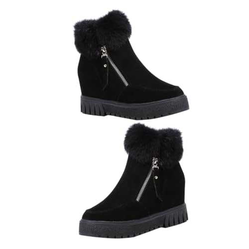 OATIPHO Short Hairy Ankle Boots Short Boots Women Down Booties Shoes for Women Female Warm Boots Women Warm Shoes Women Casual Shoes Inner Material of The Shoe: Velvet Black