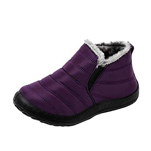 Mens Womens Winter Snow Boots Warm Fur Lined Waterproof Ankle Boots Anti Slip Shoes Slip On Comfy Booties for Outdoor UK Size 4.5-8.5