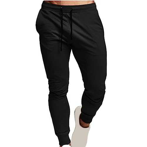 Mens Tracksuit Bottoms Joggers for Men UK Solid Cotton Stretch Slim Fit Gym Trousers Men Black Trousers Men Combat Trousers for Men Tactical Trousers Track Pants Breathable & Comfortable