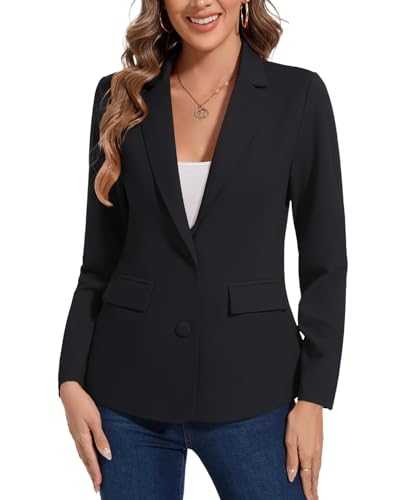 MINTLIMIT Blazer for Women Long Sleeve Jacket Notch Laple Suit Front Lined Outerwear Two Buttons with Flap Pockets