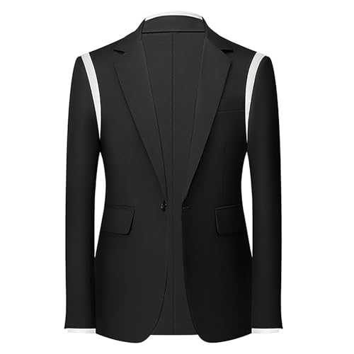 Mens Suit Coats Slim Fit Button Down Lapel Long Sleeve Patchwork Suit Blazer Fashion Casual Plus Size Business Office Work Tuxedo Jacket Male Wedding Guest Costumes