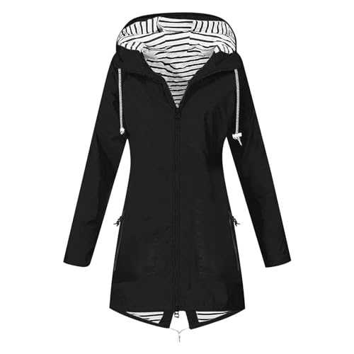 AMhomely Women Coats Jackets Clearance Waterproof Lightweight Hooded Softshell Rain Jacket Warm Windbreaker Long Coat Drawstring Hooded Raincoats
