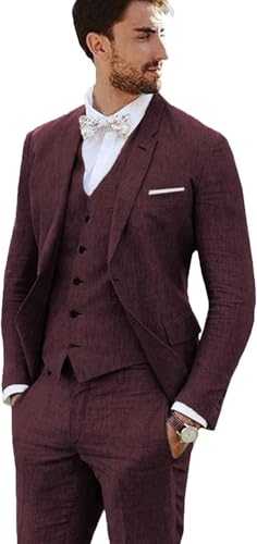 Men's Slim Fit Suit One Button 3-Piece Suit Blazer Business Wedding Party Jacket Vest and Pants