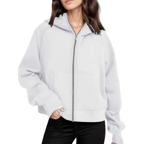 WILLBEST Jackets for Women UK Solid Color Hoodie Ladies Sweatshirts Casual Long Sleeve Zip Up Longline Tops Shirt Pullover Oversized Jumper Jacket with Pockets