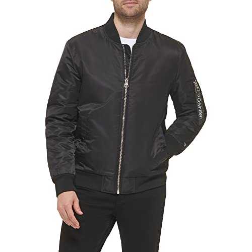 Calvin Klein Men's Nylon Flight Jacket Bomber