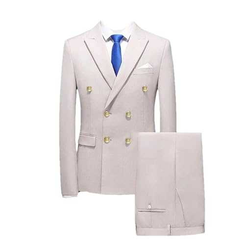 Men's Fashion Business Suit Set – Slim Fit Double-Breasted Blazer Jacket Pants Trousers 2-Piece Set