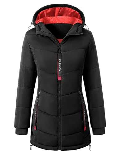 CMTOP Women's Coats Winter Jackets for Women Warm Lightweight Coats for Women Thermal Zipper Ladies Coats Water Repellent Hooded Windproof Womens Coats with Pockets for Leisure Outdoors