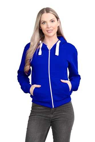 janisramone® Ladies Fleece Jackets Full Zip up with Pockets, Long Sleeves Plain Womens Hoodie, Warm Fleece Zip up Hoodie Women for Autumn and Winters, Solid Colors Hoodies Size 8-22