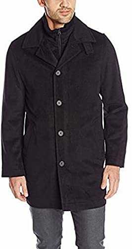 Nautica Men's Wool-Blend Topcoat with Knit-Collar Insert