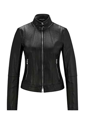 Ladies Real Leather Fitted Biker Jacket Casual Coat Black Winter Zipped Jacket