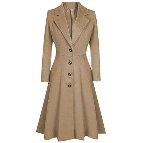 Women's Coat Women Faux Wool Warm Slim Coat Jacket Thick-Parka Overcoat Long Winter Notched Lapel Double Breasted Outwear, for Winter Christmas