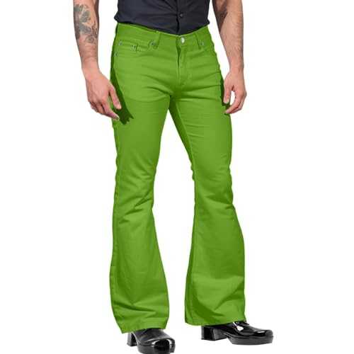 Tobysper Men's Flared Retro Suit Trousers Men's Flared Trousers 60s 70s Bell Trousers Men's Vintage Wide Leg Carnival Disco Trousers Solid Simple Business Trousers Fashionable Simple Suit Trousers