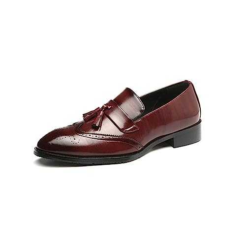 Men's Oxfords Formal Dress Shoes Classic Business Shoes Non-Slip Brogues Shoes with Tassel Wedding Loafers