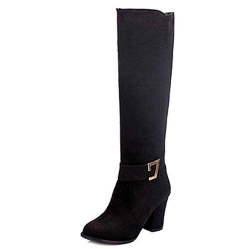 SJJH Women Knee-High Boots with Chunky Heel