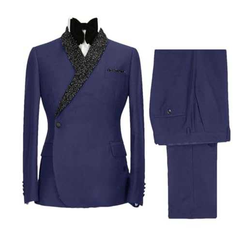 Men Suits 2 Piece Double Breasted Shawl Lapel Slim Fit Mens Suits Wedding Groom Tuxedos Dress Party Jacket Pant Set