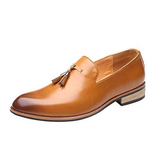 Mens Cosy Loafers Shoes, Driving Shoes Men, Slip On Moccasins, Pointed Toe Leather Oxfords Tassel Stylish Shoes, Formal Business Work Shoes for Men, Extra Comfort for Your Feet