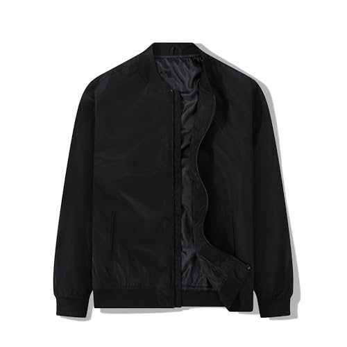 JOYSON Men's Bomber Jacket Black Lightweight Windbreaker Jacket Baseball Jacket Casual Jacket with Multi Pockets Outwear Coat M