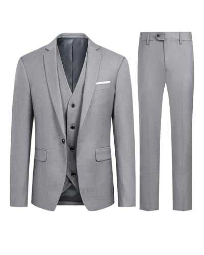 Allthemen Mens Suits 3 Piece Slim Fit Wedding Formal Tuxedo One Button Close Blazers Jacket Waistcoat Trousers
