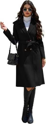 Wool Blend Wrap Coat Women's Superior 70% Wool Coat, Classy Long Wool Coat with Belt