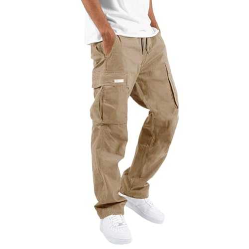 TOPJIAO Construction Trousers Men Work Wear Men Straight Leg Relaxed Fit Men's Baggy Trousers Gardening Trousers for Men UK Mens Combat Trousers UK Summer Trousers for Men UK