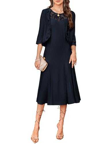 GRACE KARIN 2025 Women 2 Piece Wedding Guest Dresses Lace Mother of the Bride Dress with Coat