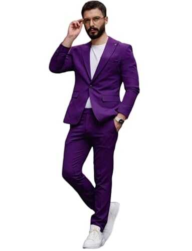 Pkrboro Men's One Button Suit 2-Piece Set Formal Festive Activities Christmas Jacket Pants Tuxedos