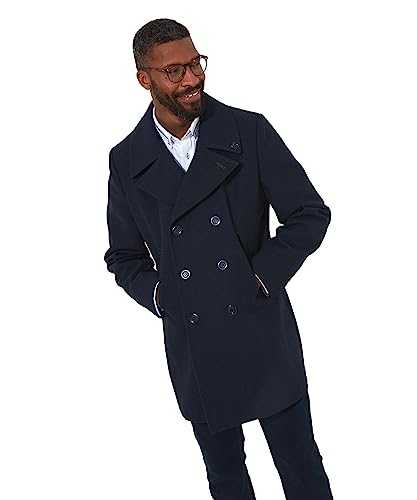 Joe Browns Men's Premiuim Herringbone Wool Blend Pea Coat