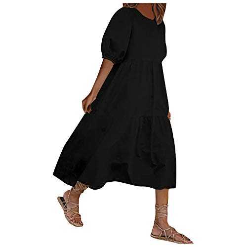 AMDOLE Maxi Dresses for Women Casual Summer Women's Dresses Short Sleeve Dating Beach Casual Loose Dress Dresses with Pocket