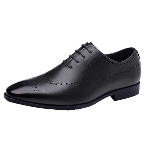 Men's Classic Oxfords Formal Dress Shoes Men Fashion Comfortable Lightweight Pointed Toe Carved Patterns Business Breathable Formal Wear Casual Leather Shoes