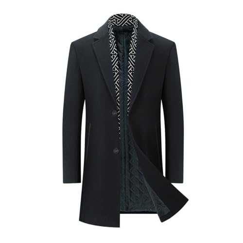 Men's Wool Coat Thick Mid-Length Winter Trench Coats Stylish Casual Business Peacoat