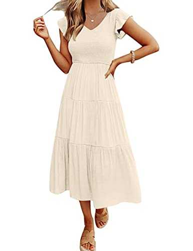 Merokeety Women's Tiered Midi Dress Classic