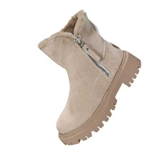 Ankle Boots for Women Low Heel Chunky Heel Ankle Boots Non Slip Walking Boots Round Toe Waterproof Trekking Boots Waterproof Rubber Folded Stitched Sole Boots Comfortable Snow Boots