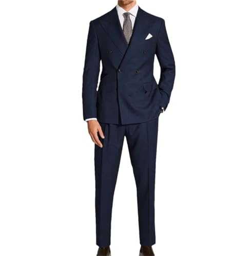 Men Slim Fit Suits 2 Pieces Double Breasted Formal Business Groom Wear Suit Costume Set