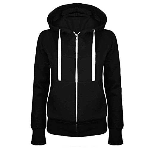 Basic Lightweight Zip Up Hoodie for Women Fall Trendy Long Sleeve Thin Hooded Jacket Casual Comfy Sweatshirts