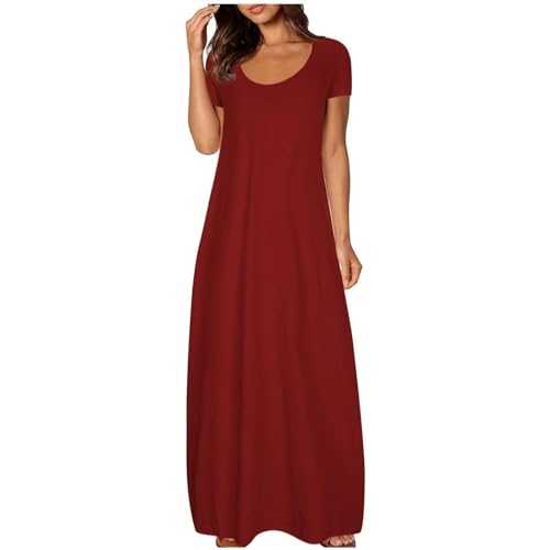 AMDOLE Summer Dresses for Women UK Sleeve Tshirt Dresses Solid Color Long Sundresses 2024 Trendy Sundress Casual Loose Dress Women Loose Casual Dress